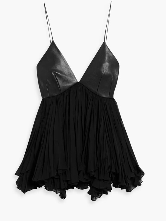 KHAITE Tops - KHAITEAnita ruffled silk-chiffon and leather top